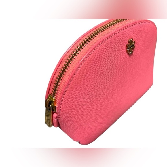 Tory Burch Robinson Emerson Leather Make Up Travel T Logo Cosmetic Zip Case - Picture 6 of 8